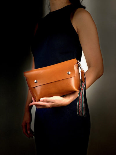 Tapered Clutch Purse with Hand Strap - Handcrafted by J Tanner - J Tanner DIY Leather Craft